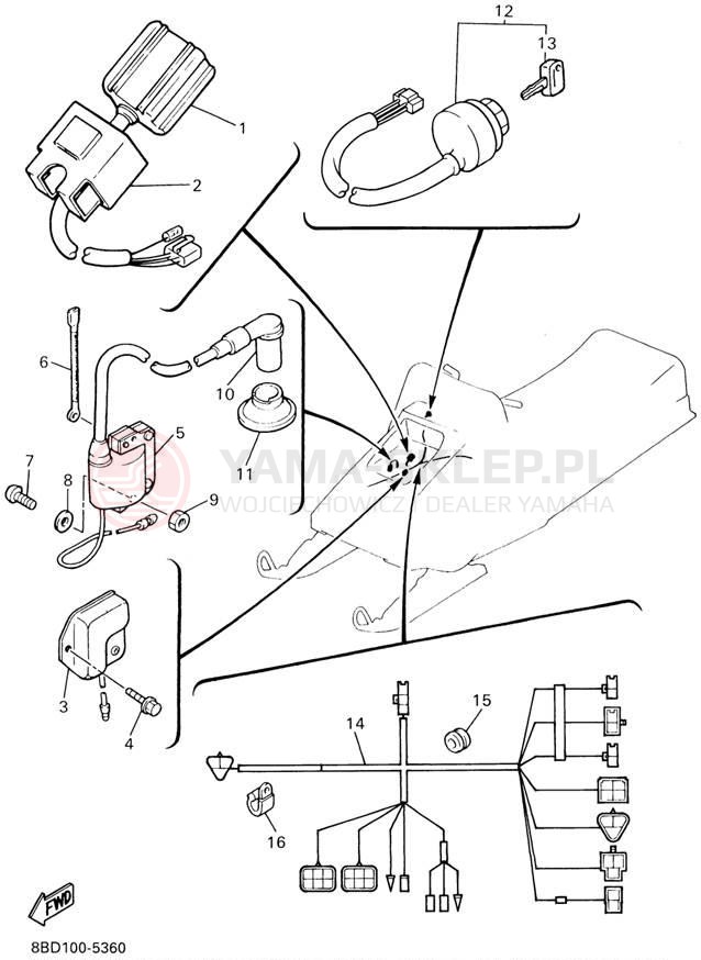 Schemat "układ elektryczny" do Yamaha BRAVO LT BR250TD