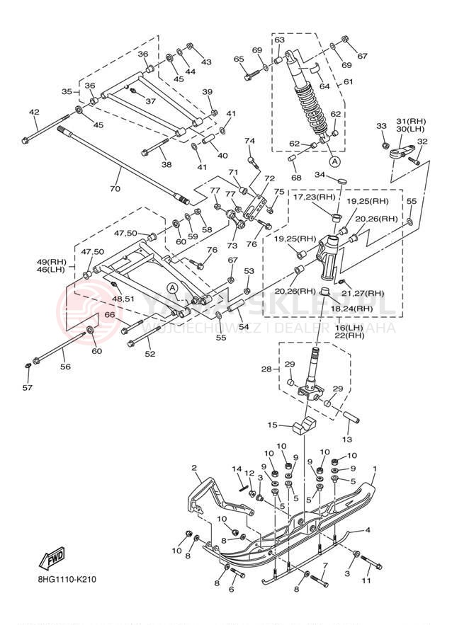Schemat "płozy" do Yamaha APEX XTX RX10PXTAL/RX10PXTAR