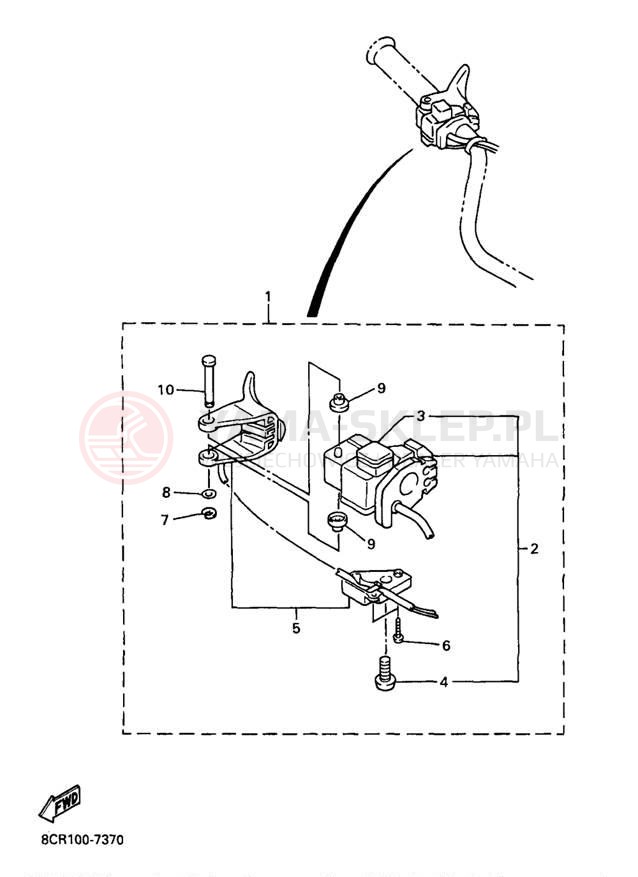 Schemat "Kierownica i osprzęt" do Yamaha VENTURE 500 VT500B/VT600B