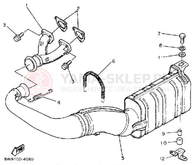 Schemat "Wydech końcowy" do Yamaha ENTICER LTR ET400TRP