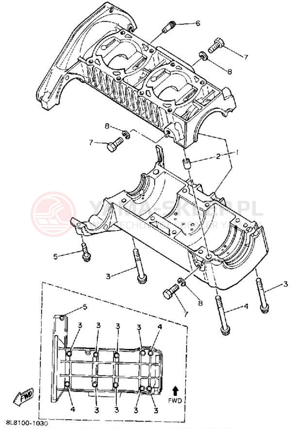 Schemat "Obudowa silnika" do Yamaha SRV SR540G