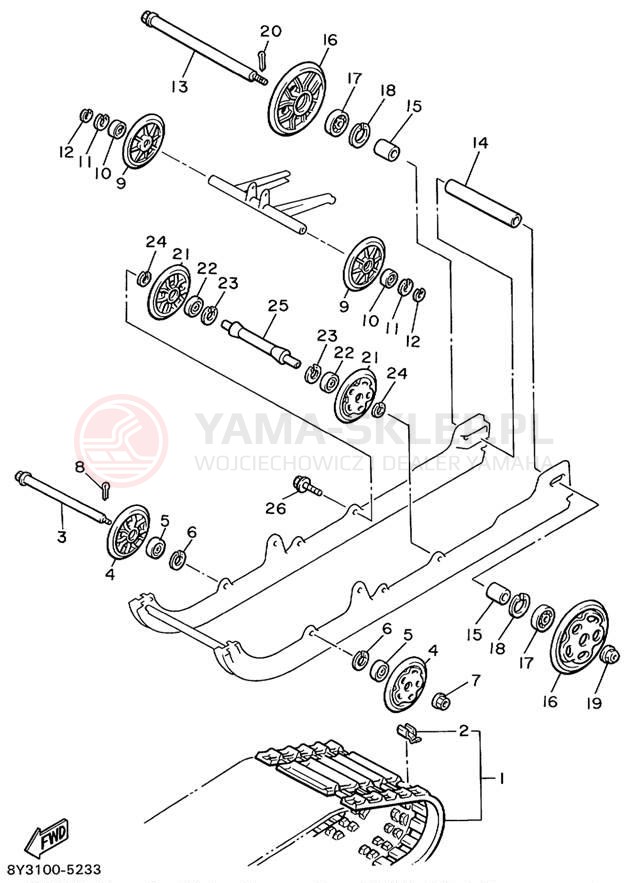 Schemat "Zawieszenie gąsiennicy" do Yamaha OVATION LE CS340EC