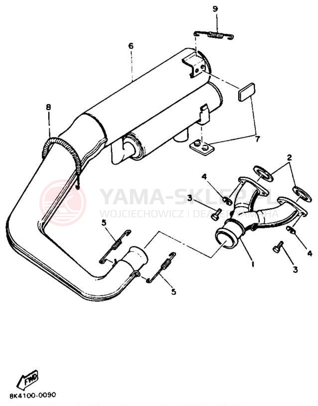 Schemat "Wydech końcowy" do Yamaha XLV XL540N