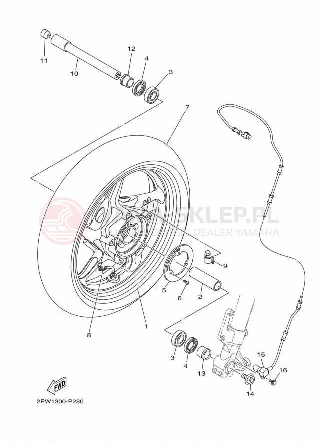 Schemat "Koło przód" do Yamaha TMAX XP500F