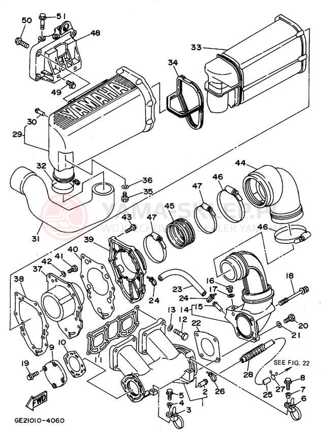 Schemat "Wydech końcowy" do Yamaha WAVE RUNNER III GP WRA700S