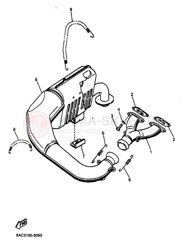 Schemat "Wydech końcowy" do Yamaha VK540 II VK540EB