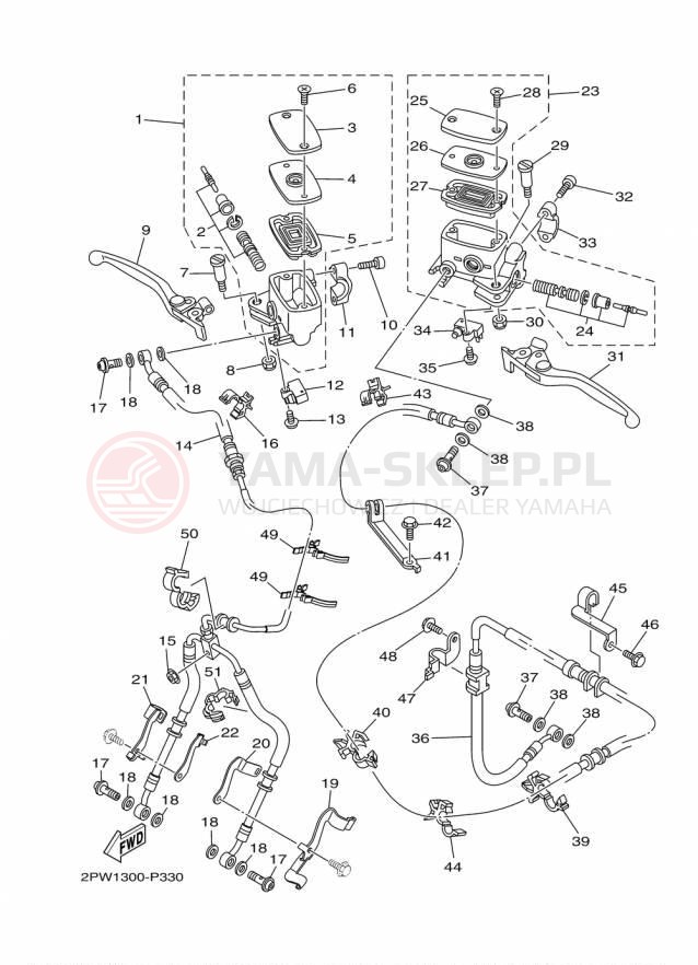 Schemat "Pompa hamulcowa przednia" do Yamaha TMAX XP500F