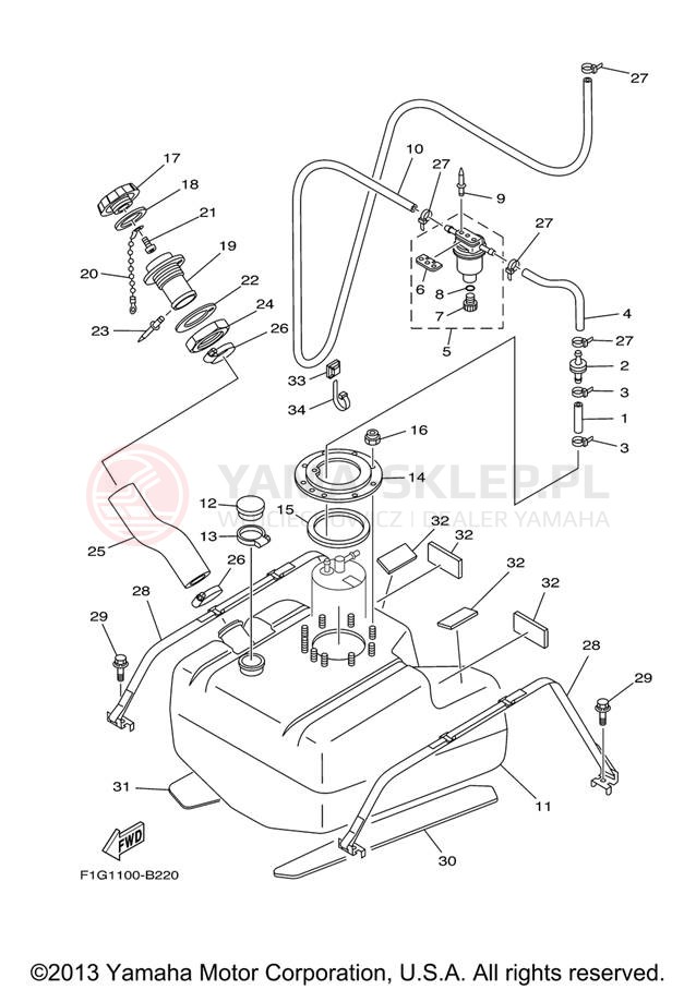 Schemat "zbiornik paliwa" do Yamaha GP1300-G E/GP1300-G