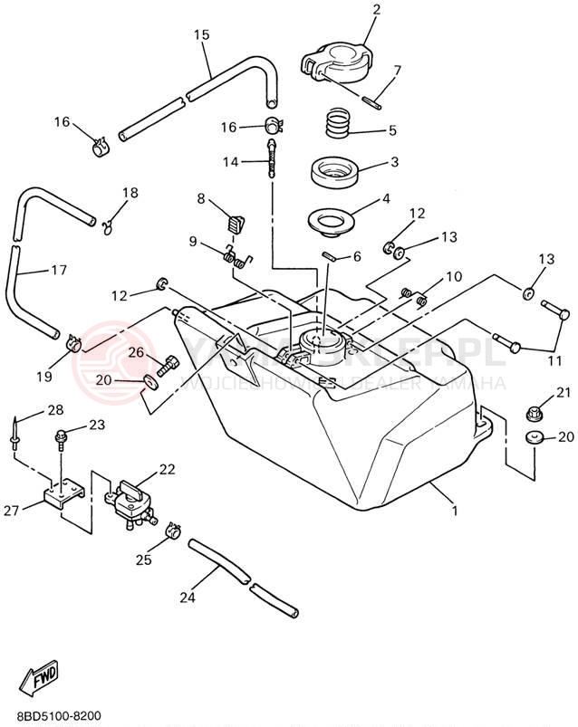 Schemat "zbiornik paliwa" do Yamaha BRAVO LT BR250TD