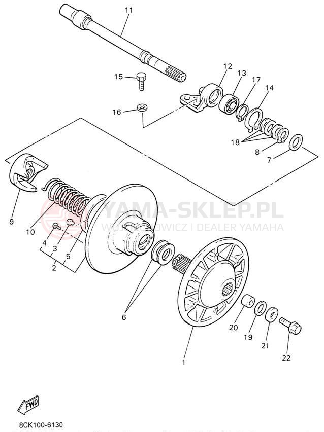 Schemat "Przeniesienie napędu" do Yamaha VENTURE TR VT480TRW