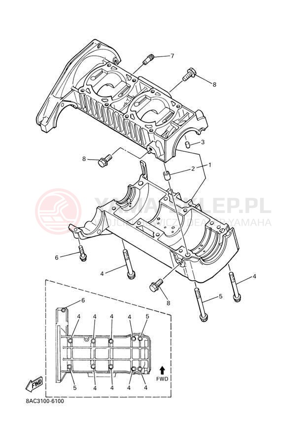 Schemat "Obudowa silnika" do Yamaha VK 540 III VK540EH