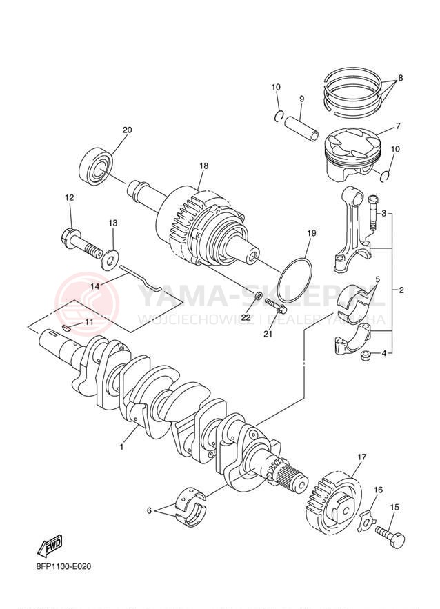 Schemat "Wał korbowy, tłok" do Yamaha APEX RTX RX10RTW