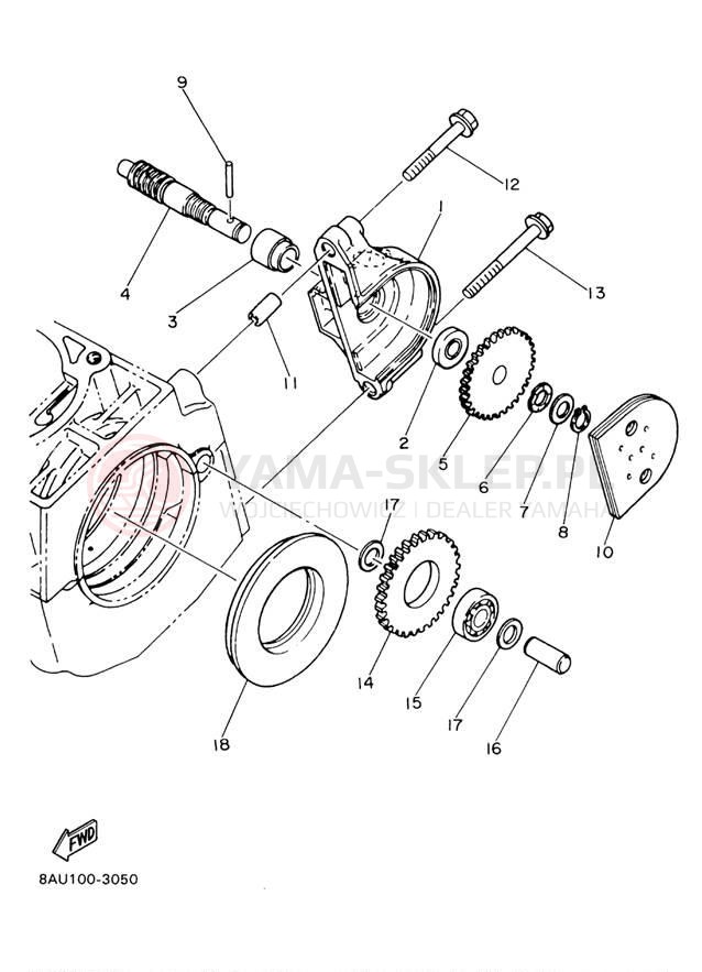 Schemat "przeniesienie napędu" do Yamaha VK540 III VK540EJ
