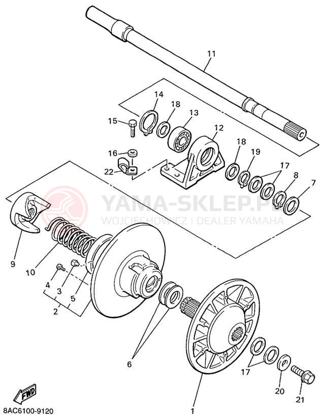Schemat "Przeniesienie napędu" do Yamaha VK540 III VK540EC