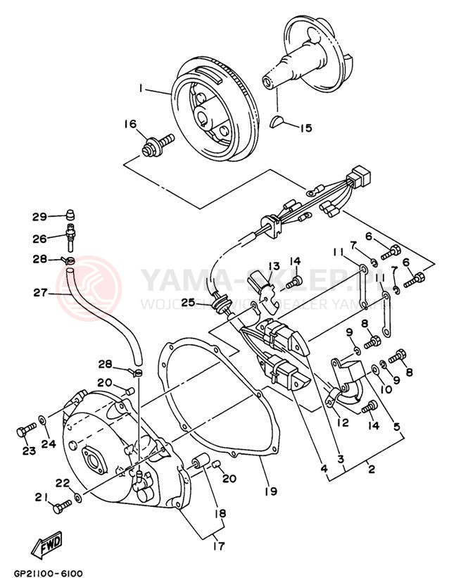 Schemat "prądnica" do Yamaha WAVE RAIDER 760 RA760U