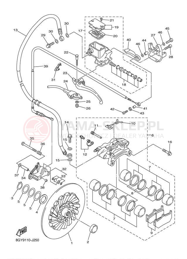Schemat "hamulec" do Yamaha APEX MTX RX10MTZW