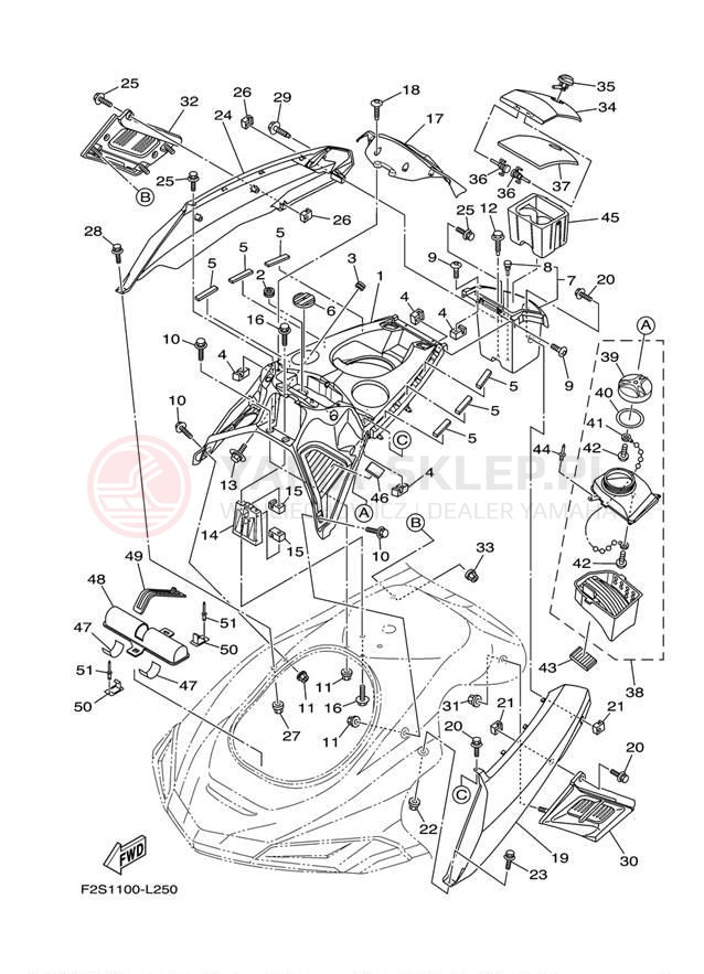 Schemat "ENGINE HATCH" do Yamaha WAVE RUNNER FX SHO FA1800L