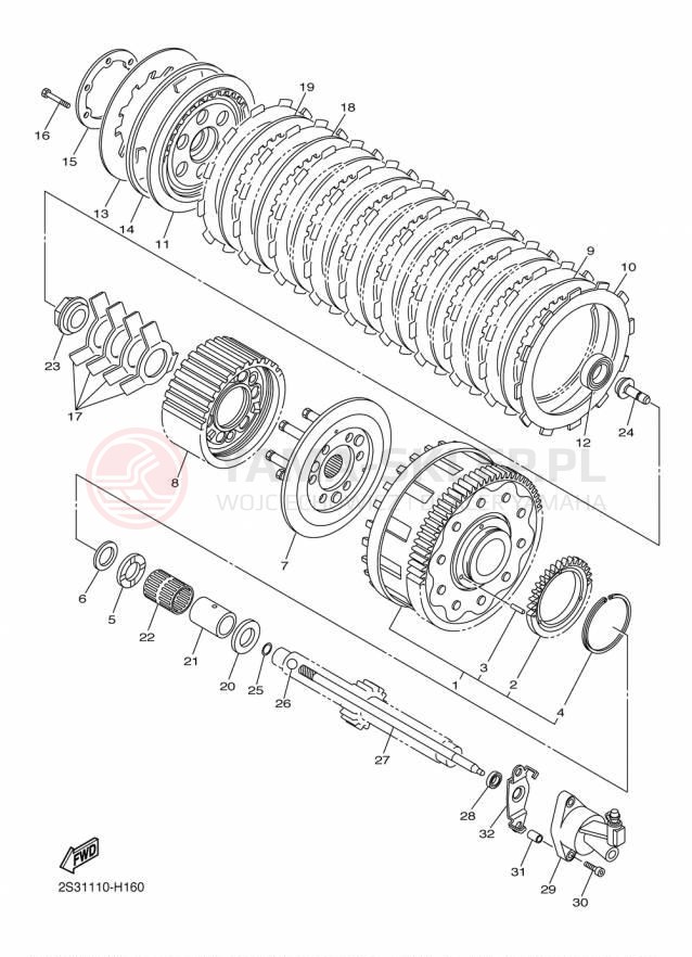 Schemat "sprzęgło" do Yamaha VMAX VMX17FCR/VMX17FR