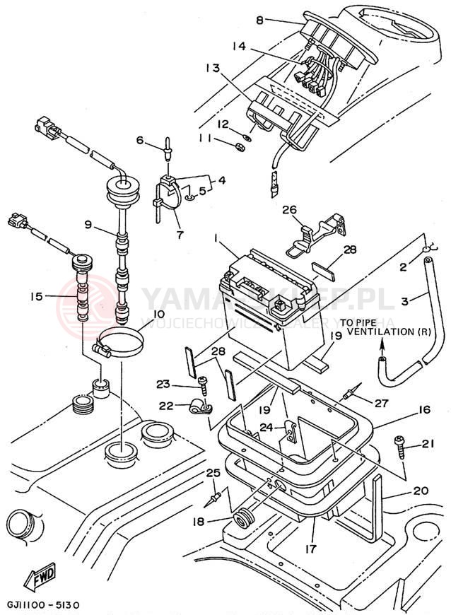 Schemat "układ elektryczny" do Yamaha WAVE RAIDER 1100 RA1100T