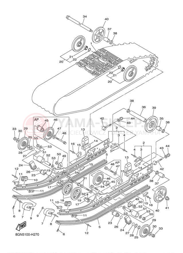 Schemat "Zawieszenie gąsiennicy" do Yamaha PHAZER GT PZ50GTZB