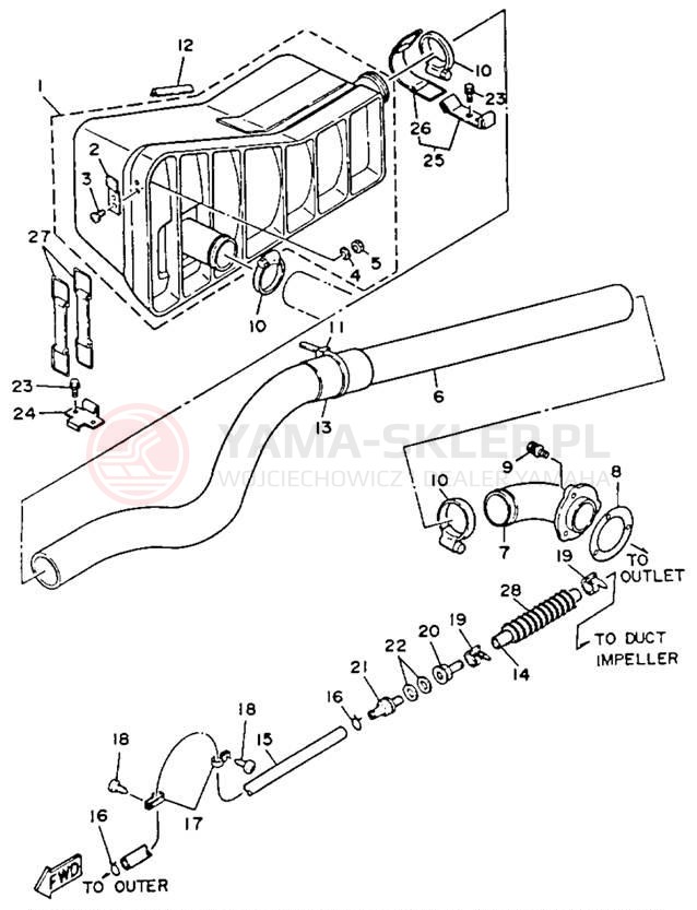 Schemat "Wydech końcowy" do Yamaha WAVERUNNER LX WR650R