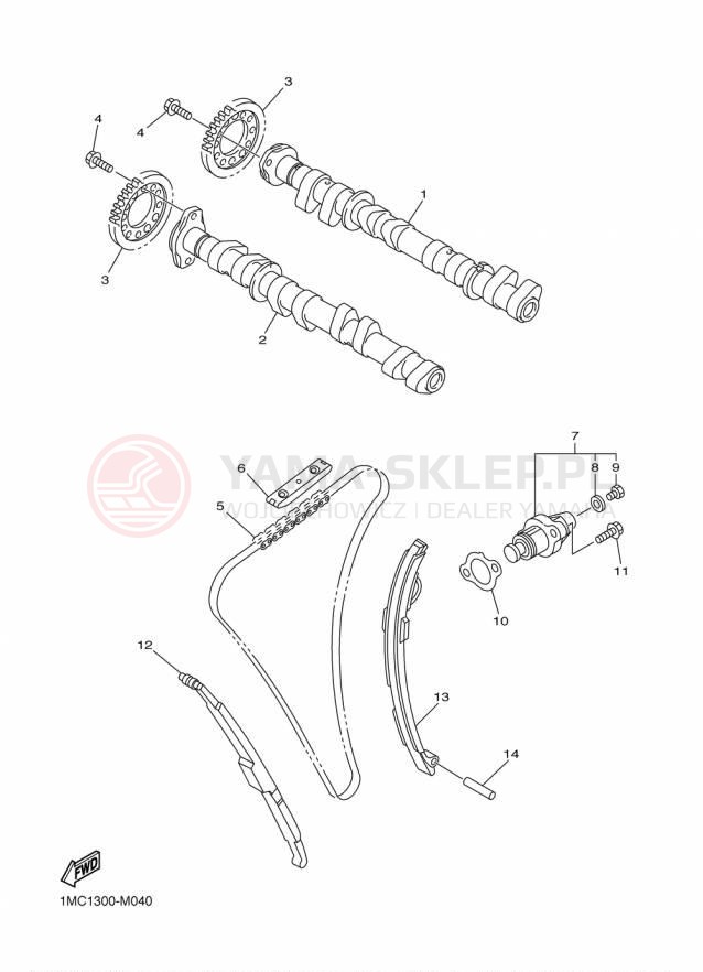 Schemat "Rozrząd - łańcuszek" do Yamaha FJR1300A FJR13AFC/FJR13AF