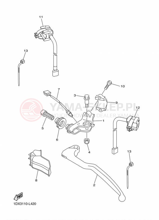 Schemat "Kierownica i osprzęt" do Yamaha WR450F WR450FF