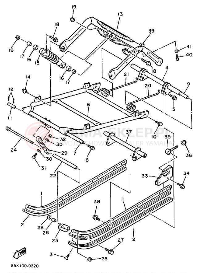 Schemat "Zawieszenie gąsiennicy" do Yamaha SNOSCOOT SV80N