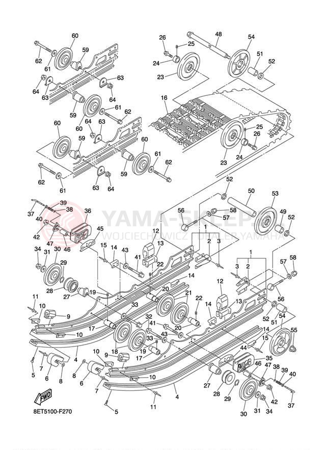Schemat "Zawieszenie gąsiennicy" do Yamaha VENTURE RST90W/RST90GTW