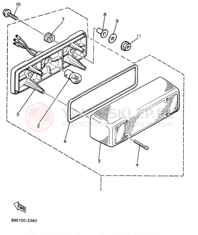 Schemat "lampa tył" do Yamaha VENTURE XL VT480A