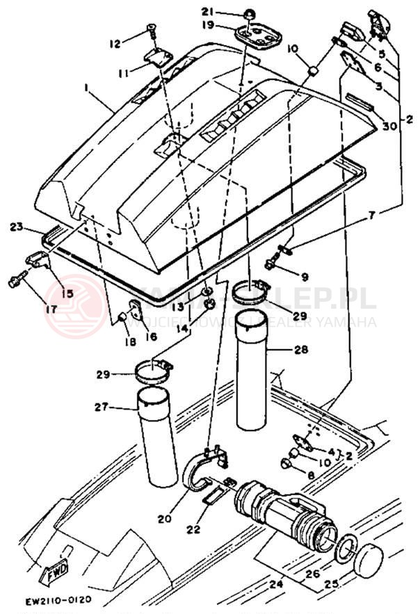 Schemat "HULL & DECK" do Yamaha SUPER JET SJ650P