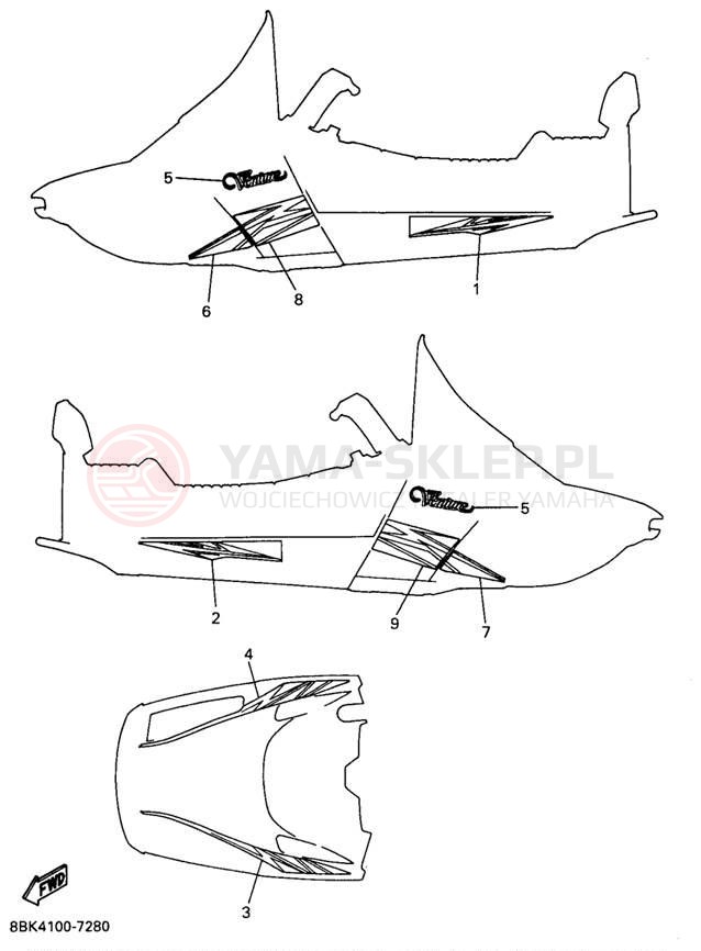 Schemat "naklejki" do Yamaha VENTURE XL VT480A
