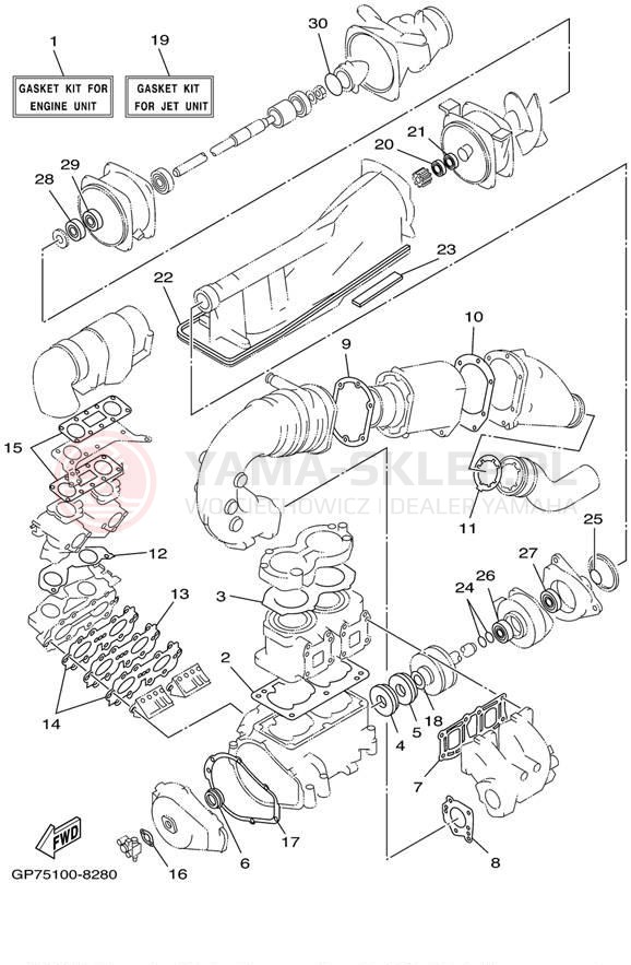 Schemat "Zestaw naprawczy" do Yamaha WAVE RUNNER GP760 GP760X