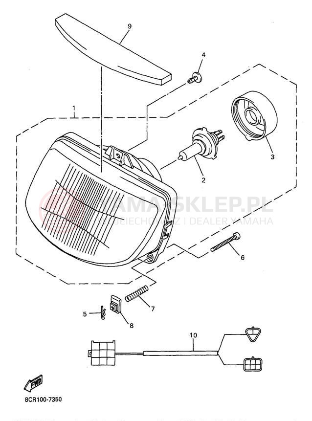 Schemat "Lampa przód" do Yamaha VMAX 600 XT VX600XTA/VX500XTA
