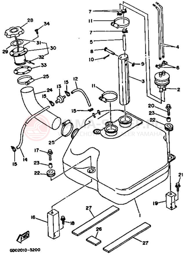 Schemat "zbiornik paliwa" do Yamaha WAVE RUNNER PRO VXR WRB700R