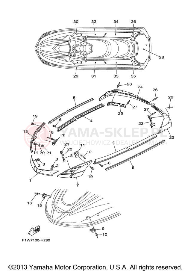 Schemat "GUNWALE - MAT" do Yamaha FX SUPER HIGH OUTPUT FX1800J