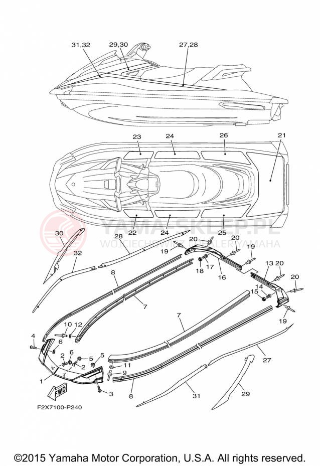 Schemat "GUNWALE - MAT" do Yamaha WAVERUNNER VX VX1100CP