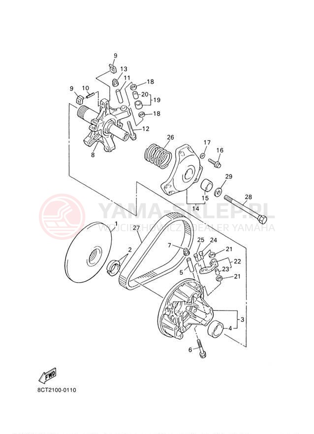 Schemat "PRIMARY SHEAVE" do Yamaha SX500R SX500D