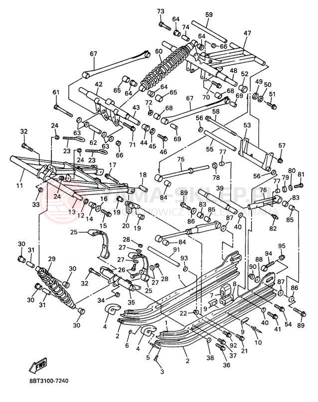 Schemat "Zawieszenie gąsiennicy" do Yamaha MOUNTAIN MAX 800 MM800A