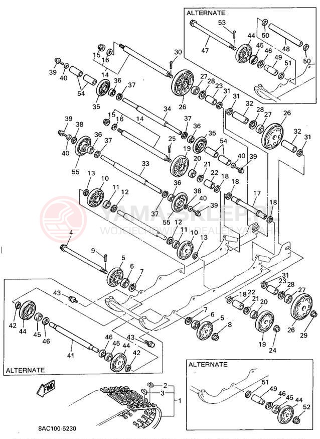Schemat "Zawieszenie gąsiennicy" do Yamaha VK540 II VK540EV