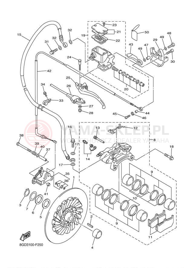 Schemat "hamulec" do Yamaha APEX GT RX10GTW