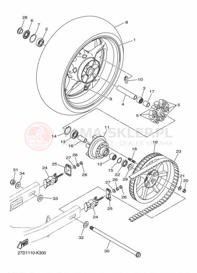Schemat "Koło tył" do Yamaha STRYKER XVS13CFCS/XVS13CFS