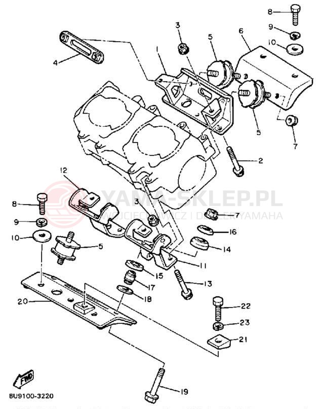 Schemat "Mocowanie silnika" do Yamaha V-MAX VMX540H