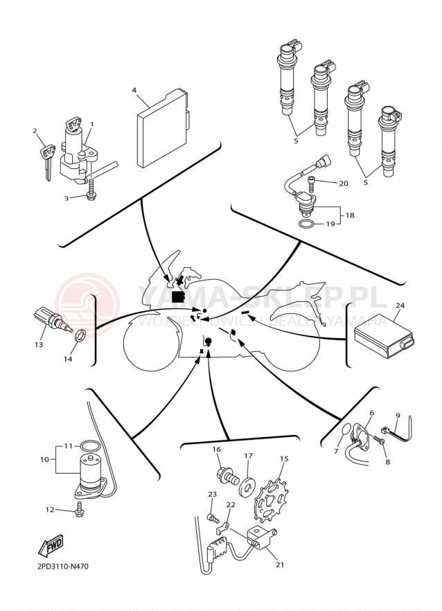 Schemat "układ elektryczny" do Yamaha FJR1300ES FJR13ESFC/FJR13ESF
