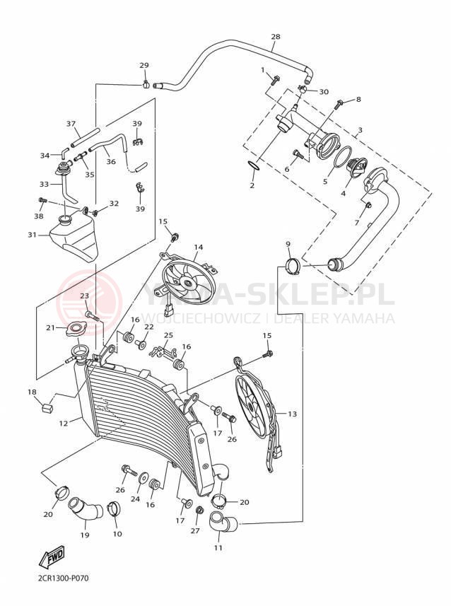 Schemat "Układ chlodzenia" do Yamaha YZFR1M YZFR1MF/YZFR1MFC