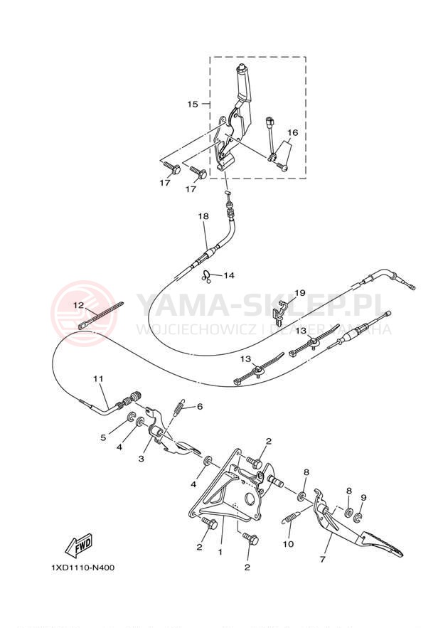 Schemat "PEDAL WIRE" do Yamaha VIKING 700 YXM700DER