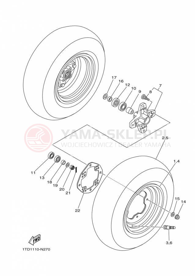 Schemat "Koło przód" do Yamaha YFZ450R YFZ450RFL