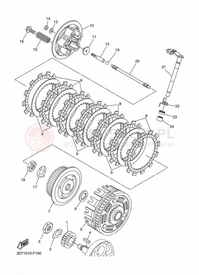 Schemat "sprzęgło" do Yamaha WR250R WR25RF/WR25RFC