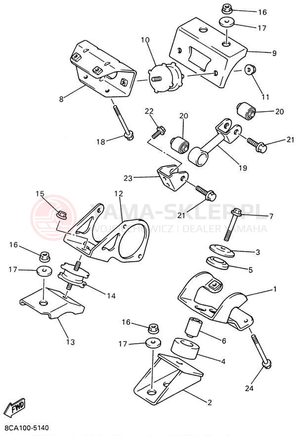 Schemat "Mocowanie silnika" do Yamaha VMAX 500 VX500W