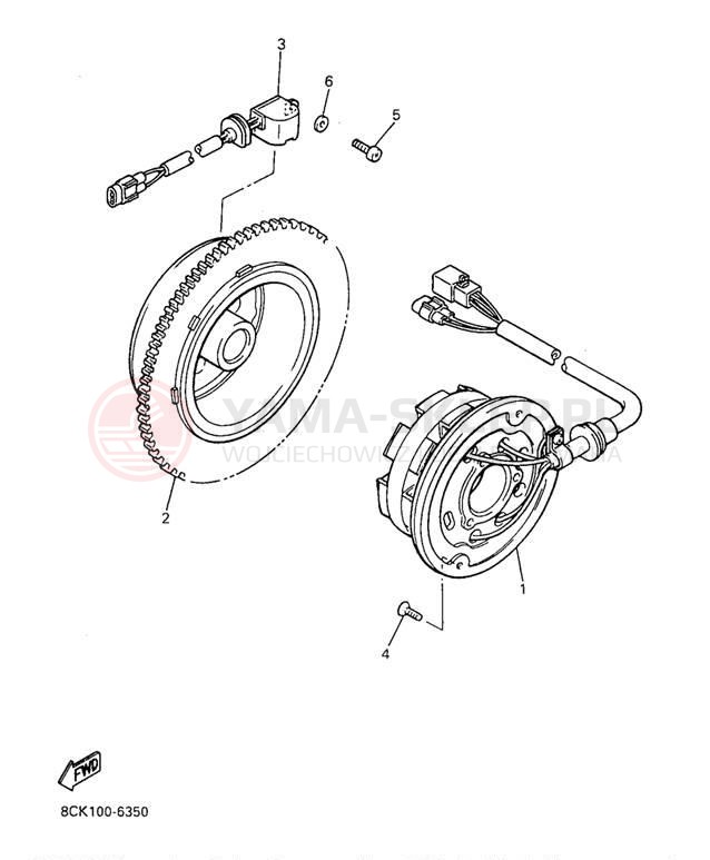 Schemat "prądnica" do Yamaha VENTURE TR VT480TRA